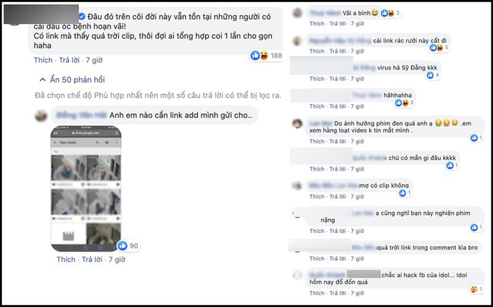 Mỗi bài đăng như thế thu hút hàng ngàn lượt like và chia sẻ, hàng trăm bình luận xin link để xem video. (Ảnh: Internet)