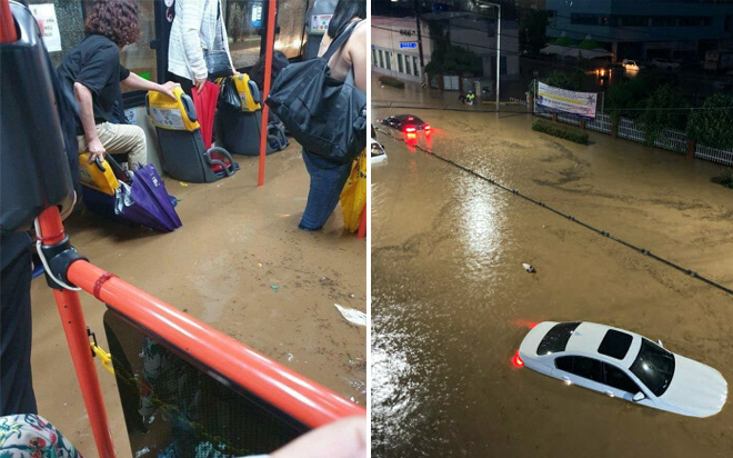 Hàn Quốc đường ngập thành sông, cao tới ngang ngực do mưa lớn Ảnh 2
