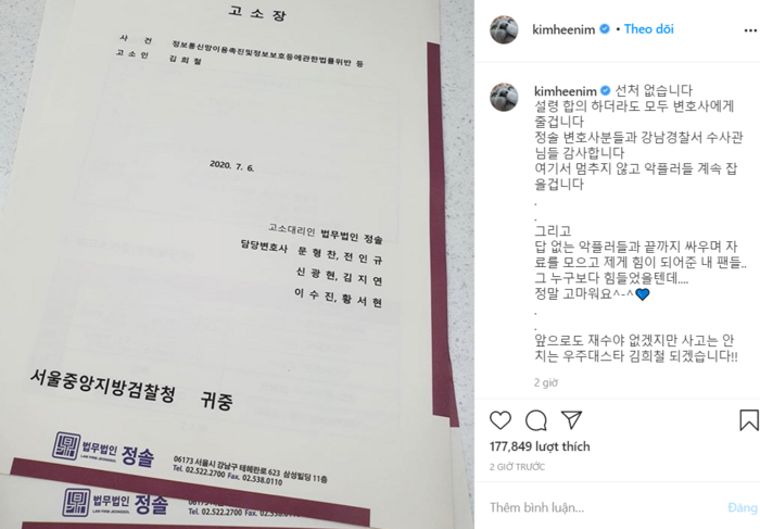 Bài đăng kiện anti của Heechul.