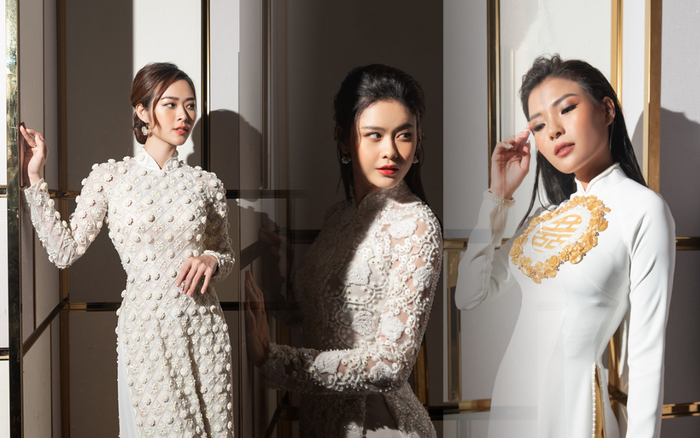 Khoảnh khắc đẹp nao lòng của Diệp Bảo Ngọc, Thúy Diễm và Trương Quỳnh Anh trong tà áo dài cưới Ảnh 2