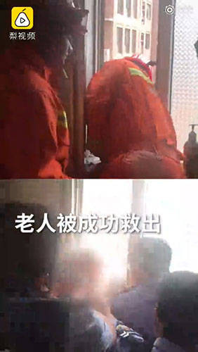 Đội cứu hộ tới giải cứu cụ ông.