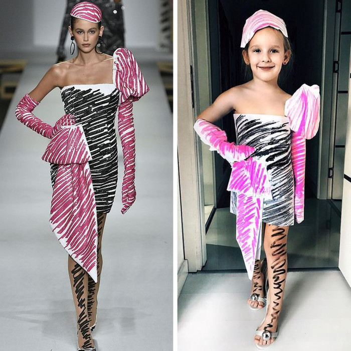 Có lẽ bộ váy của Kaia Gerber thực sự được lấy cảm hứng từ tranh vẽ màu sáp như bà Alya đã làm.  