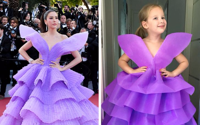 Bà mẹ tái hiện lại váy của sao Hollywood bằng túi giấy, bút màu lộng lẫy hơn cả bản chính Ảnh 2