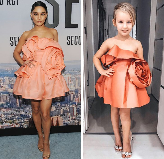 Có vẻ như bộ váy từ giấy bọc quà của cô bé 6 tuổi còn sắc nét hơn hàng chính chủ của Vanessa Hudgens. 