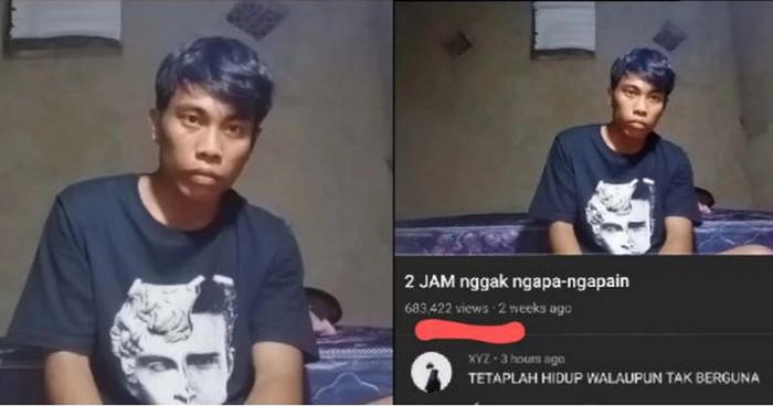 Người đàn ông Indonesia ngồi nhìn ống kính, không làm gì trong hơn 2 tiếng 