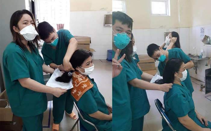 Hình ảnh gây xúc động của nữ bác sĩ bệnh viện Đà Nẵng cắt tóc ngắn để 'quyết chiến' với dịch COVID-19 Ảnh 2