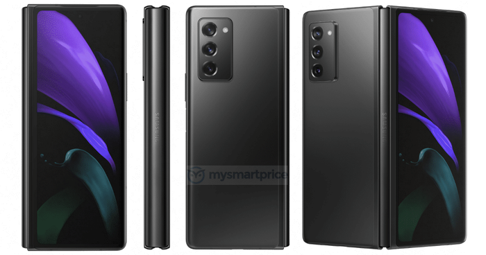 Galaxy Z Fold2 trang bị cụm 3 camera đặt trong mô-đun hình chữ nhật ở mặt lưng giống như thiết kế rò rỉ gần đây của dòng Galaxy Note20 và Note20 Ultra được ra mắt sắp tới. (Ảnh: MySmartPrice)