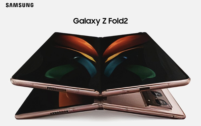 Galaxy Z Fold2 được cho là trang bị màn hình phụ Super AMOLED 6.23 inch ở bên ngoài, màn hình Super AMOLED 7.7 inch có thể gập lại với tần số quét 120Hz ở bên trong. (Ảnh: Ben Geskin)