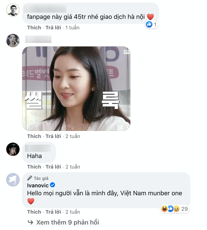“Lại là mình đây, Việt Nam number 1”, tài khoản Ivanovic viết. 