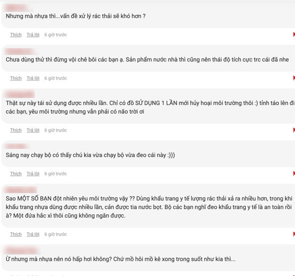 Tuy nhiên, nhiều người cho rằng, chất liệu nhựa có phần không hề bảo vệ môi trường, tuy vậy, với đặc tính có thể tái sử dụng, đây vẫn là item phù hợp đáng đặt cạnh khẩu trang y tế dùng một lần rồi bỏ. Dù vậy, vẫn chưa có giấy tờ nào chứng minh độ an toàn, ngăn ngừa ngọt bắn của loại khẩu trang nhựa này. 