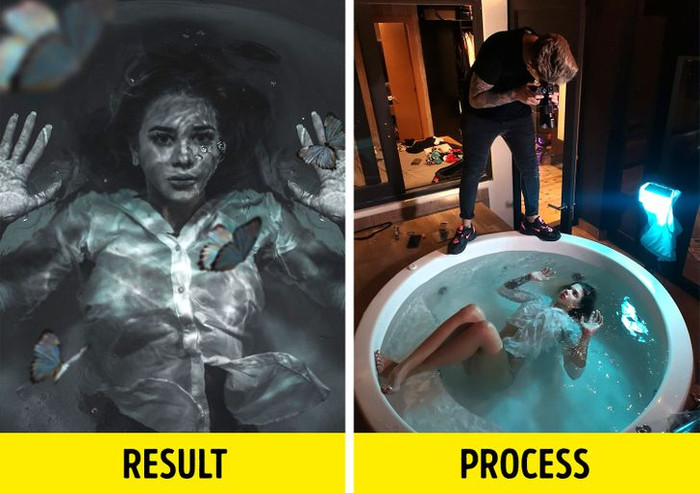 Chiếc bồn tắm này mang lại cảm giác như cô gái đang chìm sâu dưới đại dương. (Ảnh: OMANI)