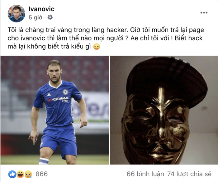 Cầu thủ Ivanovic cũng bị hacker Việt Nam chủ đích tấn công.