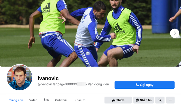 Liên kết đến fanpage của Ivanovic được đổi từ “@DDD.PAGE.5” sang “@ivanovic0945689***”, một số điện thoại tại Việt Nam.