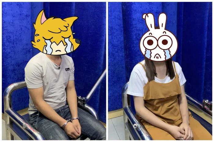 Cặp đôi bị cảnh sát bắt giữ. 