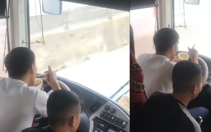 Xôn xao clip tài xế xe giường nằm vừa lái vừa ăn mì tôm Ảnh 2