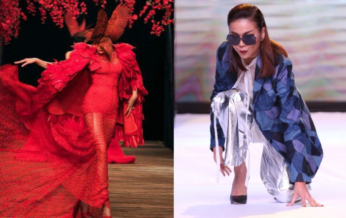 Sao Việt xử lí 'tai nạn' trên sàn catwalk: Minh Tú, Thanh Hằng thần thái, chị đại làng mẫu chảy máu chân Ảnh 2