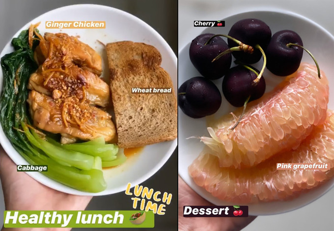 Cô còn chú trọng bổ sung nhiều rau củ, trái cây tươi trong các bữa ăn.