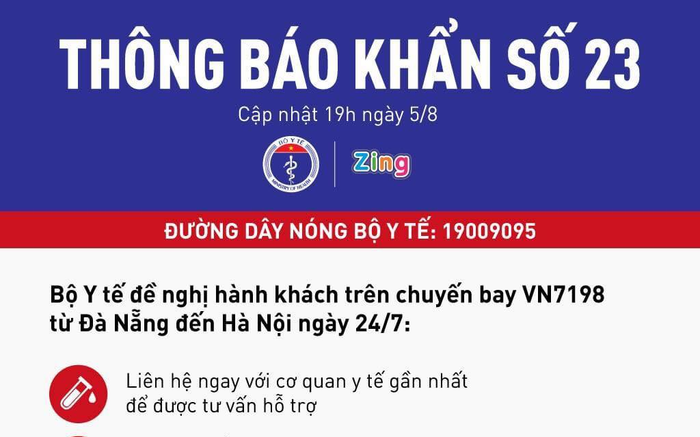 Khẩn: Những ai trên chuyến bay VN7198 từ Đà Nẵng đến Hà Nội ngày 24/7 cần khai báo ngay Ảnh 2