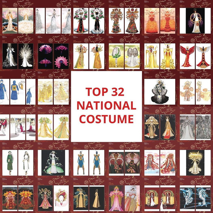 Hoa hậu Hoàn vũ Việt Nam công bố Top 32 bản vẽ National Costume cho Khánh Vân thi Miss Universe.