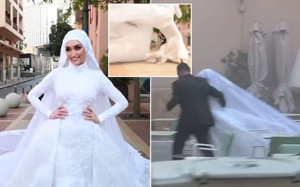 Đang chụp ảnh cưới, cô dâu ngã nhào vì vụ nổ ở Beirut Ảnh 2