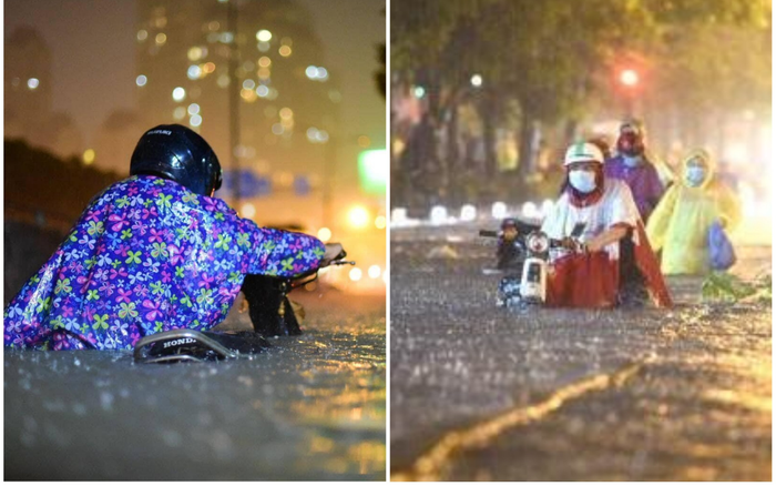 Sài Gòn mưa lớn, kéo dài hàng tiếng đồng hồi khiến người và xe cùng 'bơi' về nhà Ảnh 2