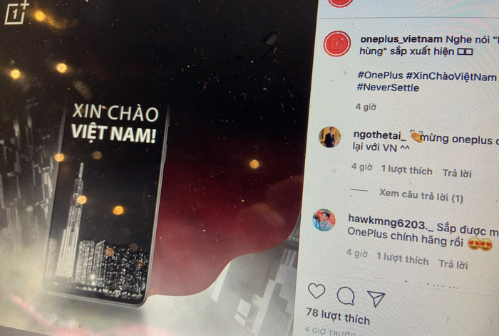 Thông điệp xin chào Việt Nam được OnePlus chia sẻ trên các kênh mạng xã hội của mình.