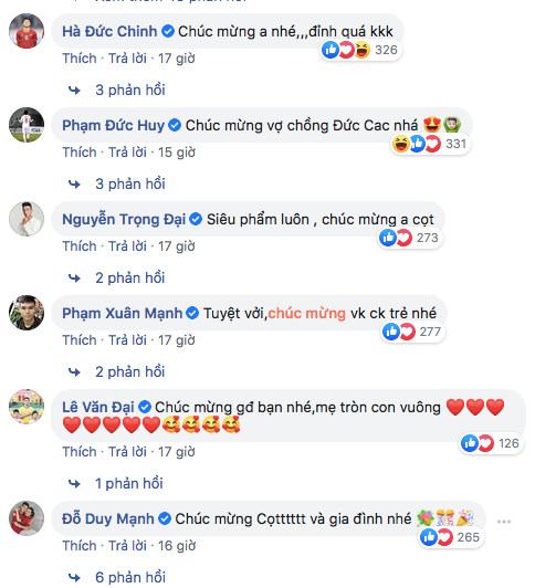 Những lời chúc lém lỉnh từ đồng đội