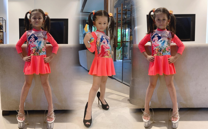 Mới 5 tuổi nhưng con gái Trang Trần đã đi giày cao gót, tạo dáng như người mẫu chuyên nghiệp Ảnh 2
