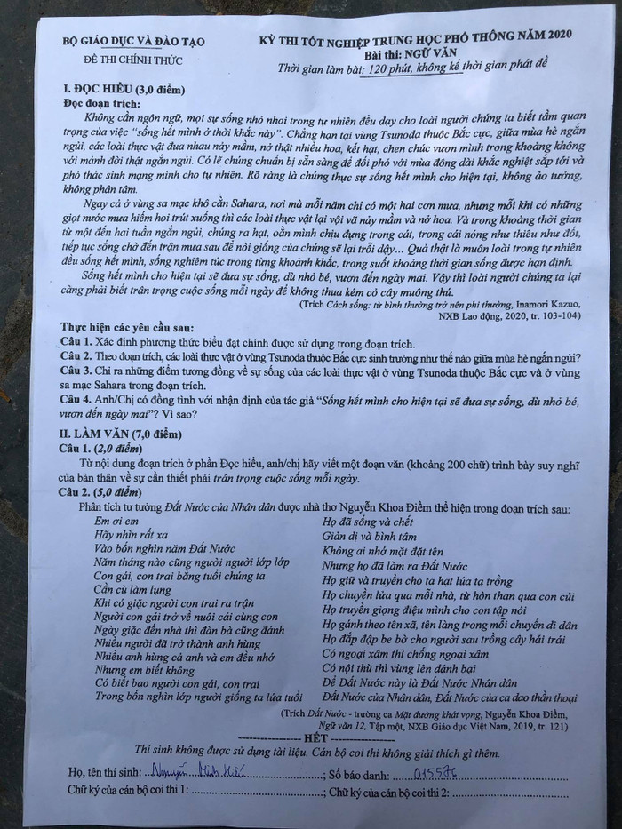 Đề thi năm nay với tác phẩm 'Đất Nước' của Nguyễn Khoa Điềm