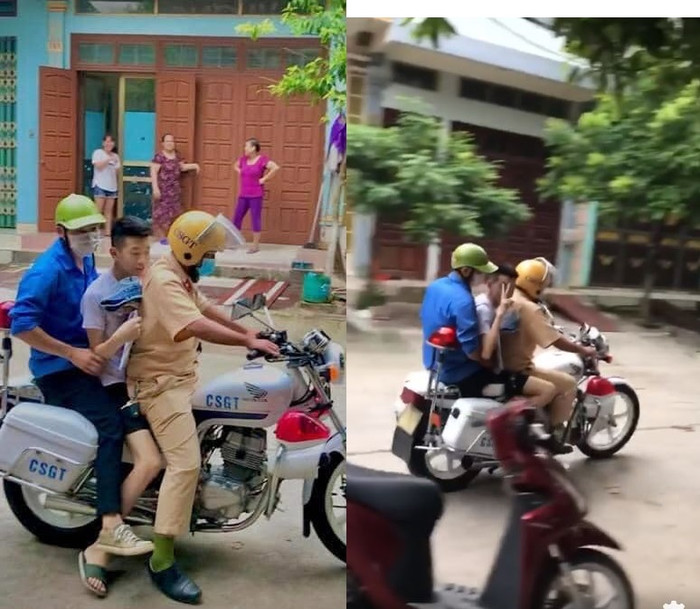 Nam sinh giơ tay vẫy chào mọi người