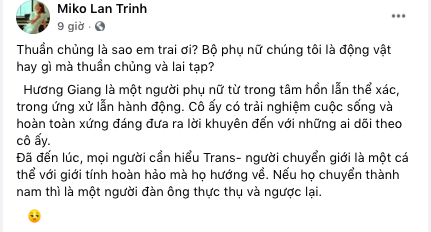 Lên tiếng bênh vực Hương Giang trước phát ngôn miệt thị của nam MC, Miko Lan Trinh công khai bạn trai là người chuyển giới Ảnh 3