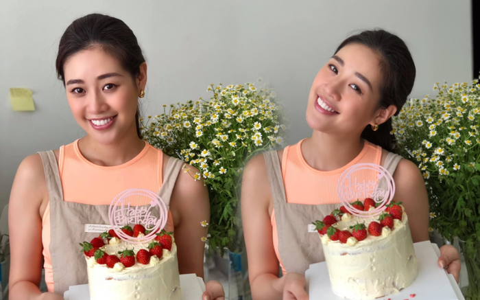 Hoa hậu Khánh Vân tự tay làm bánh kem mừng sinh nhật mẹ Ảnh 2