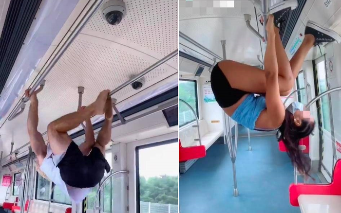 Cố tỏ ra 'cực ngầu' khi thể hiện hít xà trên xe buýt, cặp đôi nhận vô vàn 'gạch đá' Ảnh 2
