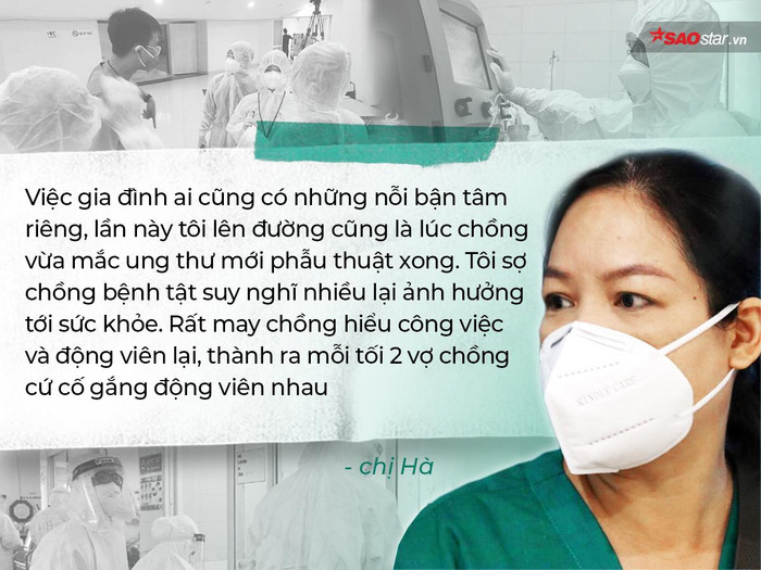 Điều dưỡng Hà nói, trong quyết định đi chưa có thời gian về, nhưng chị nghĩ rằng đã vào đến đây thì sẽ làm việc hết mình.