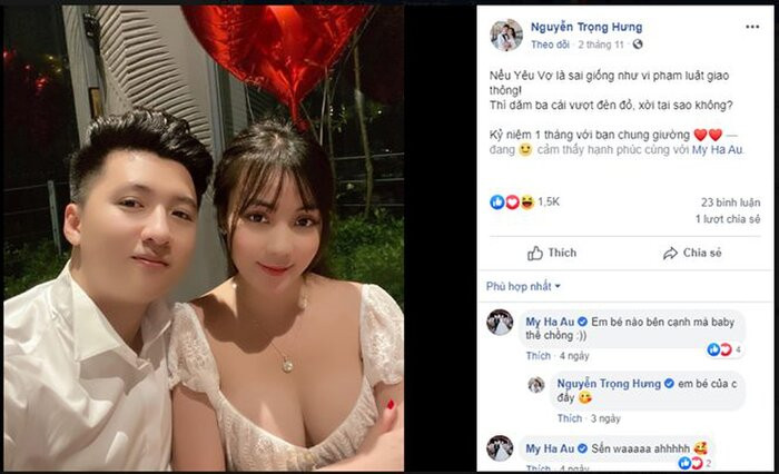 Diễn viên Trọng hưng không ngại đăng tải những lời ngọt ngào 'nịnh' vợ