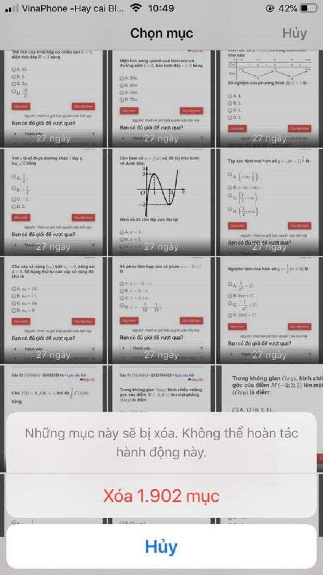 Ngoài những tài liệu giấy, thì đâu đến trên máy tính cá nhân hay điện thoại di động còn là nơi lưu trữ những tư liệu điện tử. Việc 'dọn dẹp' kho tài liệu trực tuyến của nam sinh này tính sơ sơ cũng gần 2.000 mục. Ảnh: Facebook
