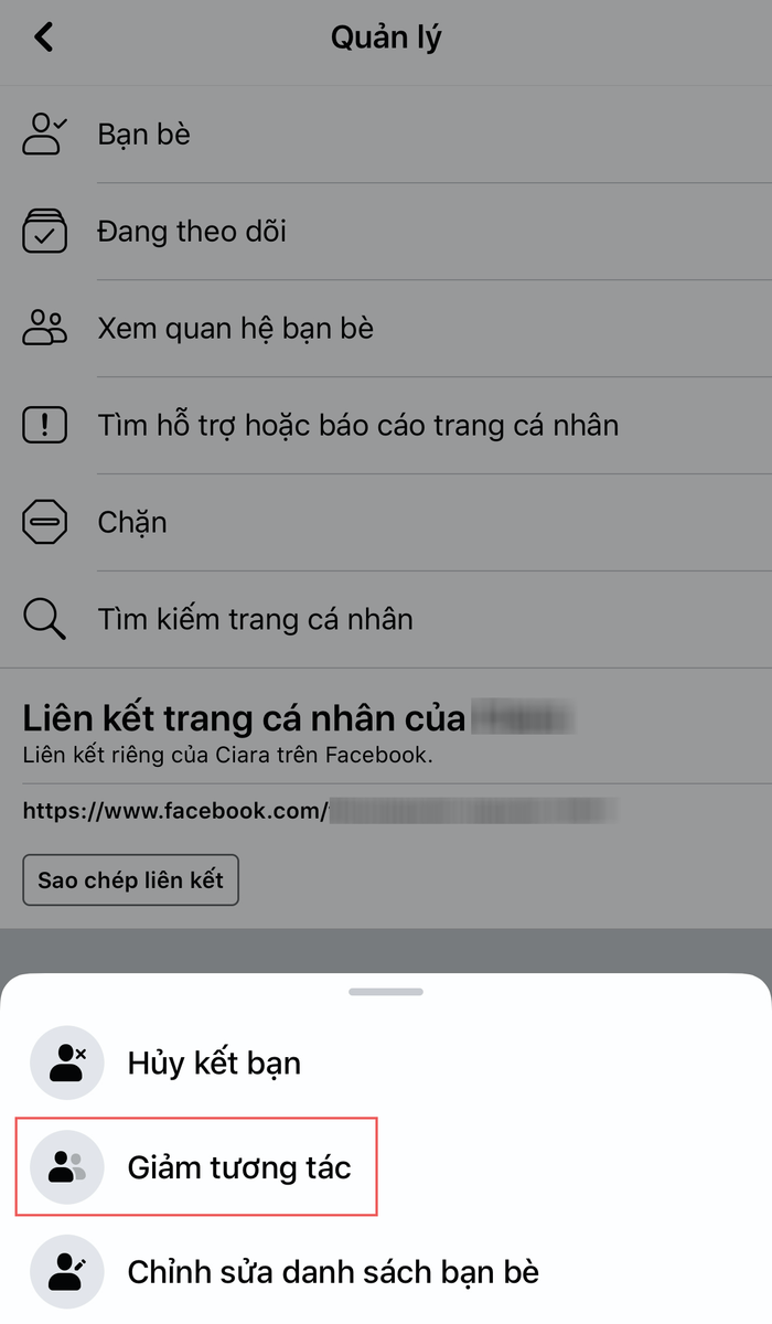 Chọn Giảm tương tác.