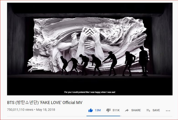 Lượt xem mới của MV  Fake Love.