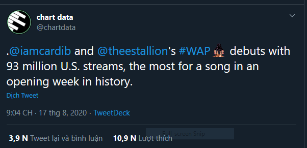 Ca khúc debut với 93 triệu lượt stream tại Mỹ, ghi danh ca khúc có doanh số lớn nhất tuần đầu trong lịch sử.