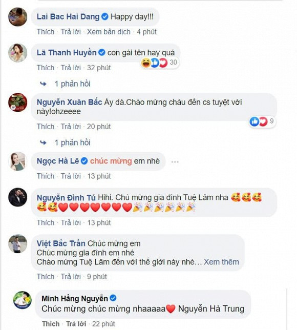 Loạt sao Vbiz đã gửi những lời chúc mừng đến diễn viên Trung Ruồi. 