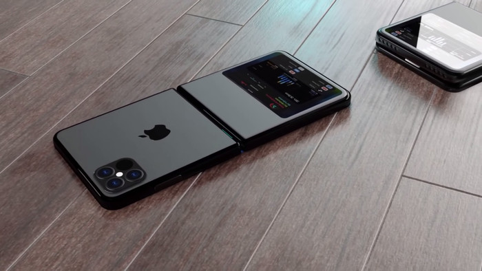 Về tổng thể, chiếc iPhone 12 Flip được tạo ra bởi ConceptsiPhone sở hữu các cạnh được vát vuông vắn trông tương tự như mẫu Samsung Galaxy Z Flip. Gần đây, nhiều tin đồn cũng cho rằng dòng sản phẩm iPhone 12 sắp tới của Apple sẽ sở hữu khung viền vát phẳng tương tự. (Ảnh: ConceptsiPhone)