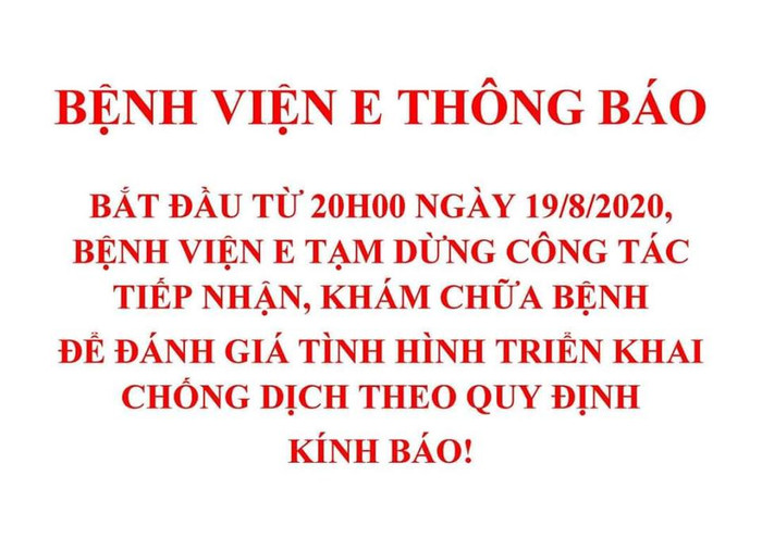 Thông báo của bệnh viện E.