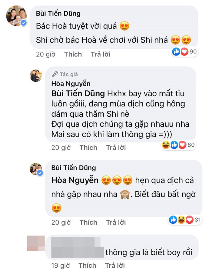 Hoà Minzy còn nhận làm 'thông gia' với gia đình cầu thủ Bùi Tiến Dũng. 