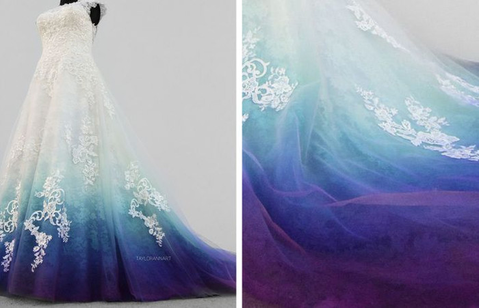 Cô gái bất ngờ nổi tiếng nhờ nhuộm 7 sắc cầu vồng lên váy cưới Ảnh 4