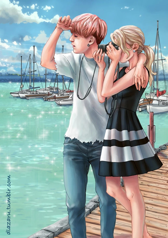 ARMY xôn xao trước loạt fanart tình tứ 'BTS và cuộc sống ngọt ngào bên bạn gái' Ảnh 8