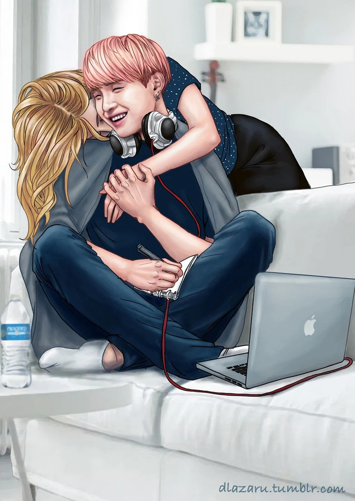 ARMY xôn xao trước loạt fanart tình tứ 'BTS và cuộc sống ngọt ngào bên bạn gái' Ảnh 9