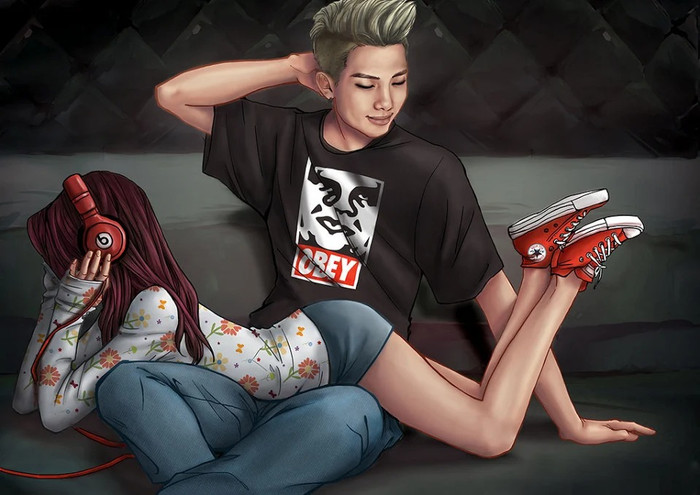 ARMY xôn xao trước loạt fanart tình tứ 'BTS và cuộc sống ngọt ngào bên bạn gái' Ảnh 10