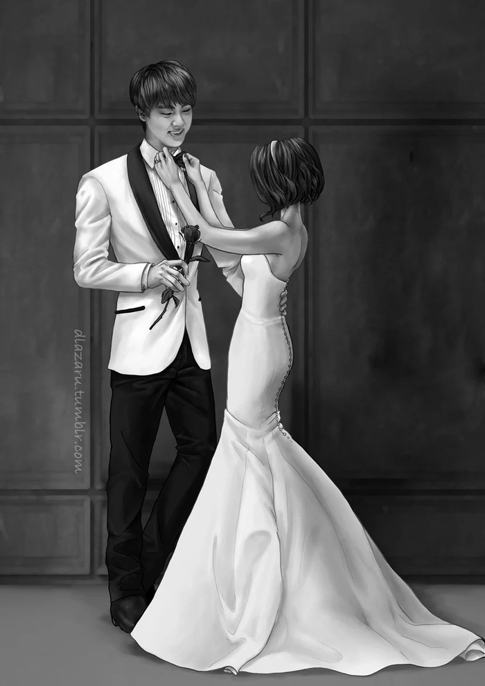 ARMY xôn xao trước loạt fanart tình tứ 'BTS và cuộc sống ngọt ngào bên bạn gái' Ảnh 6