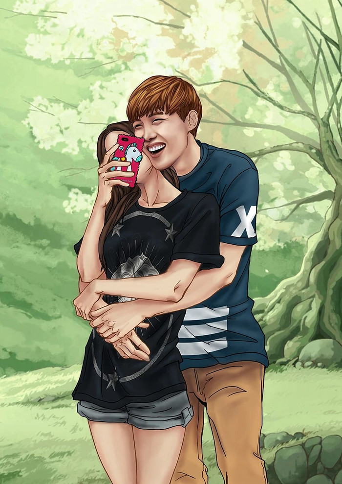 ARMY xôn xao trước loạt fanart tình tứ 'BTS và cuộc sống ngọt ngào bên bạn gái' Ảnh 13