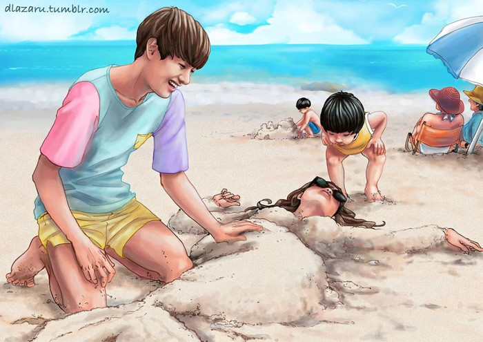 ARMY xôn xao trước loạt fanart tình tứ 'BTS và cuộc sống ngọt ngào bên bạn gái' Ảnh 18